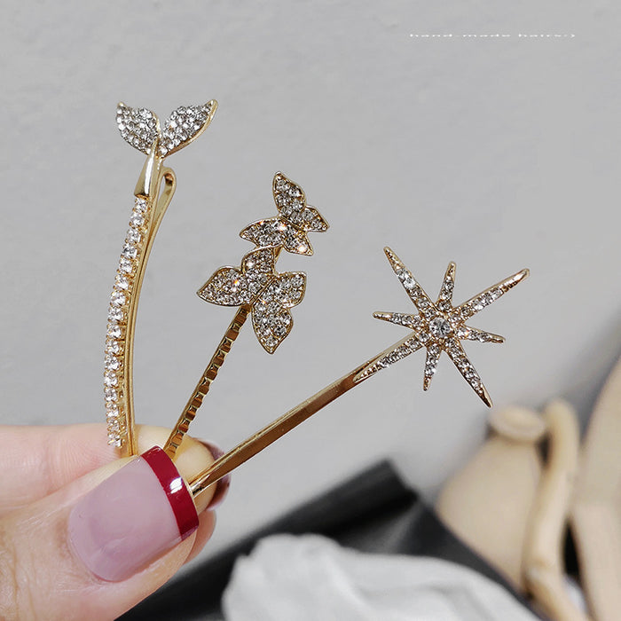 Wholesale Hair Clips Alloy Rhinestone Butterfly Mermaid Tail Star JDC-HC-TOC001