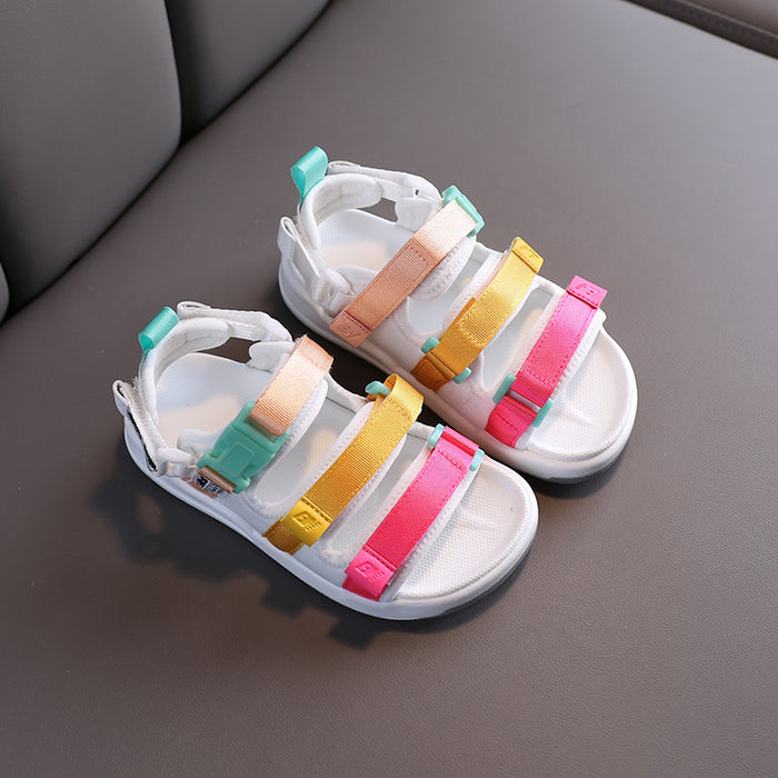 Wholesale kids sandals summer beach shoes colorful webbing sandals MOQ≥5 JDC-SD-MXM001