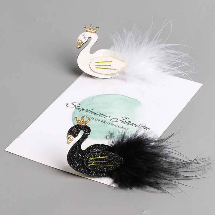 Wholesale 3D Pearl Lace Swan Hair Clip Hair Ball Children Hair Clip MOQ≥3 JDC-HC-MeiQ002