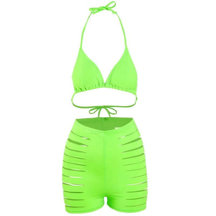 Wholesale Split Solid Color Cut Bikini Swimwear JDC-SW-Xins002