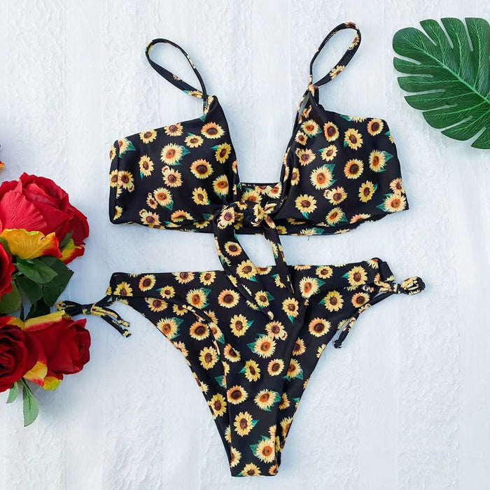 Wholesale Sexy Split Swimsuit Women Sunflower Bikini Swimwear JDC-SW-Xins009