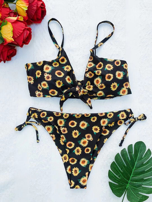 Wholesale Sexy Split Swimsuit Women Sunflower Bikini Swimwear JDC-SW-Xins009