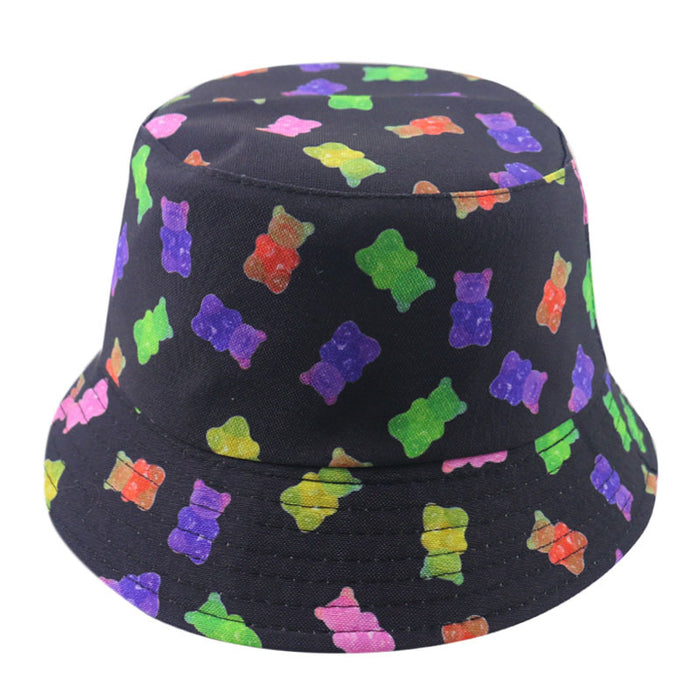 Wholesale hat summer cute cartoon colorful bear print pattern MOQ≥2 JDC-FH-YuanB002