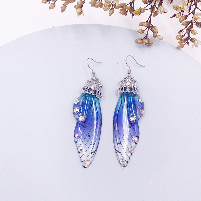 Jewelry WholesaleWholesale S925 sterling silver cicada wing wing gradient color butterfly earrings JDC-ES-XuanY002 Earrings 宣妍 %variant_option1% %variant_option2% %variant_option3%  Factory Price JoyasDeChina Joyas De China