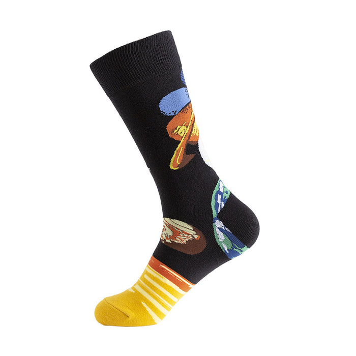 Wholesale Sock Cotton Mid Tube Breathable Sweat Absorb Colorful Starry Universe MOQ≥3 JDC-SK-ShuiH007