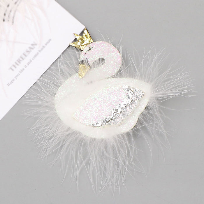Wholesale 3D Pearl Lace Swan Hair Clip Hair Ball Children Hair Clip MOQ≥3 JDC-HC-MeiQ002