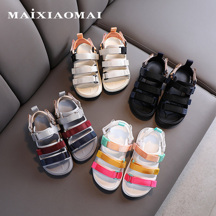 Sandalias para niños al por mayor Zapatos de playa de verano sandalias de cintas de color MOQ≥5 JDC-SD-MXM001