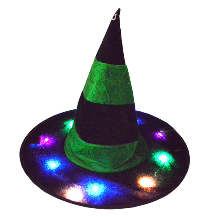 Wholesale Fashion hat Cloth Halloween Witch Hat Colored LED Glowing Hat MOQ≥2 JDC-FH-Meix001