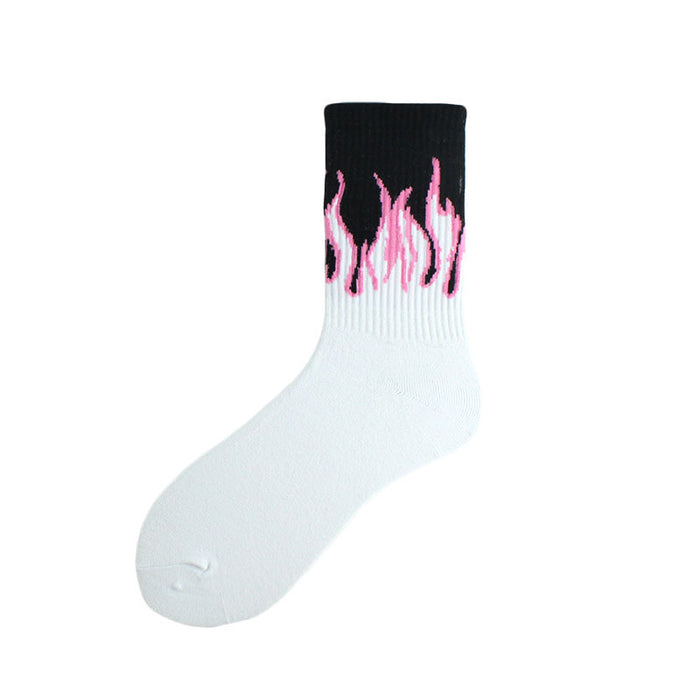 Tendencia de algodón de calcetín al por mayor Harajuku Flame Mid Mid Tube Hip Hop Skateboard JDC-SK-XIF001