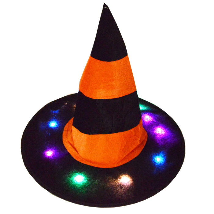 Wholesale Fashion hat Cloth Halloween Witch Hat Colored LED Glowing Hat MOQ≥2 JDC-FH-Meix001