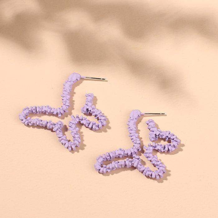 Pendientes de mariposa morados huecos al por mayor Pendientes de sueño Púrpura MOQ≥2 JDC-ES-YIR015