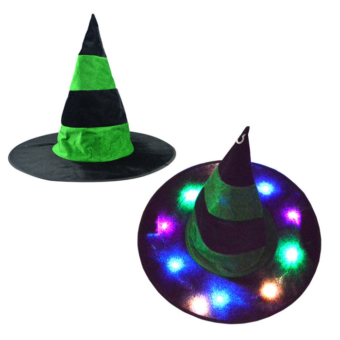 Pela de moda al por mayor Halloween Witch Sombrero de color LED Colorado MOQ≥2 JDC-FH-Meix001