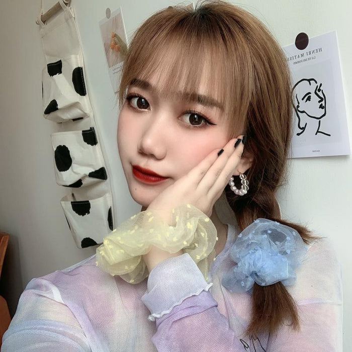 Wholesale fresh girl's cream solid color snowflake hair rope hair ring JDC-HS-tengZ002