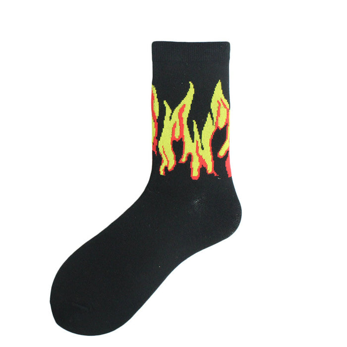 Tendencia de algodón de calcetín al por mayor Harajuku Flame Mid Mid Tube Hip Hop Skateboard JDC-SK-XIF001