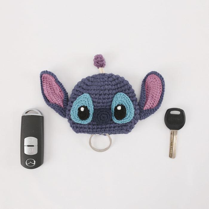 Wholesale handmade cartoon knitted key bag hand knitted small mushroom MOQ≥3 JDC-KC-BDXY004