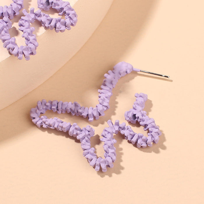 Wholesale Hollow Purple Butterfly Stud Earrings Dream Taro Purple MOQ≥2 JDC-ES-Yir015