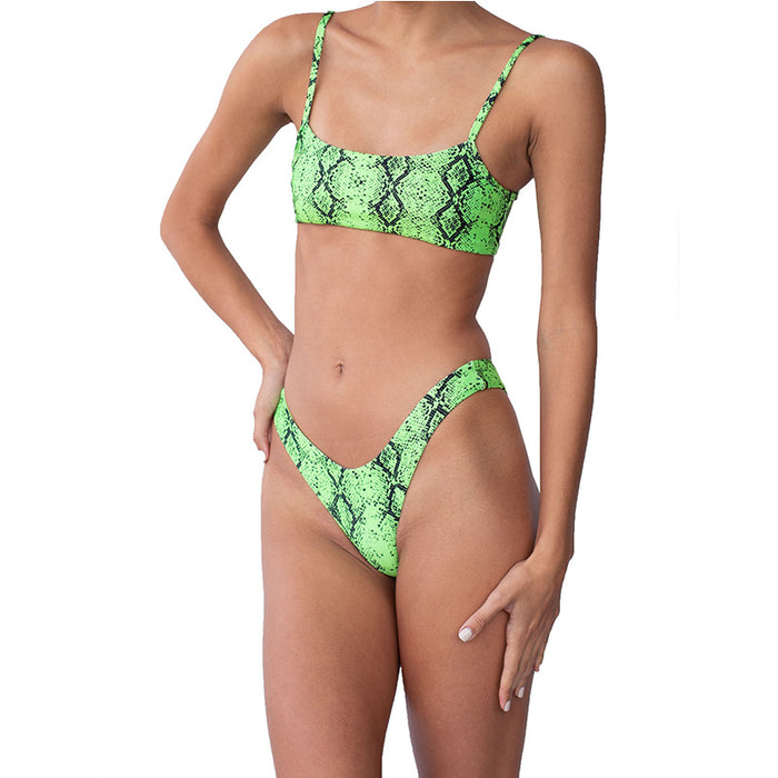 Wholesale Snake Skin Split Tube Top Bikini Split Ladies Swimwear JDC-SW-Xins008