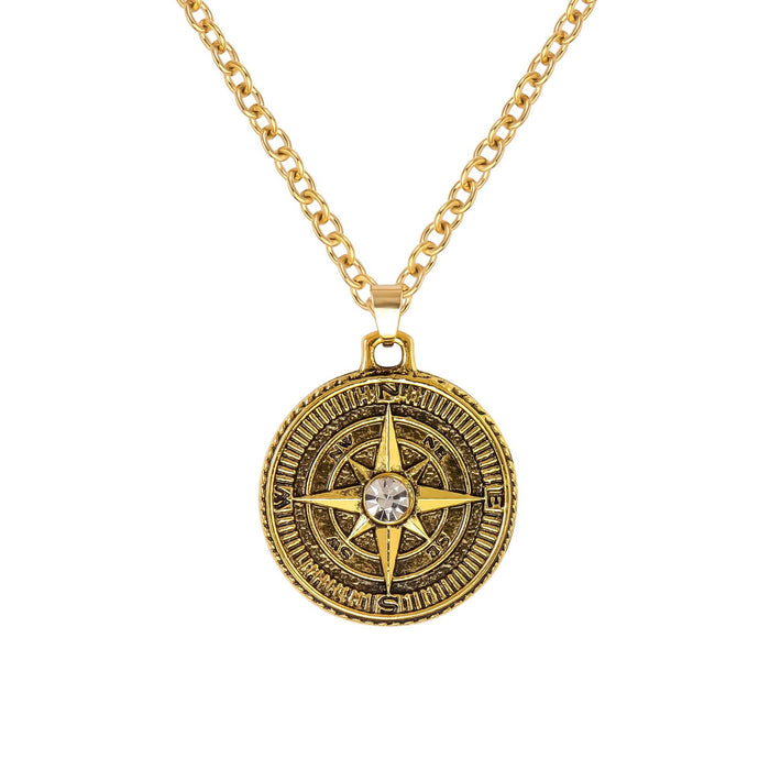 Wholesale Necklace Alloy Vintage Eight-pointed Star Compass Clavicle Chain JDC-NE-MTu002