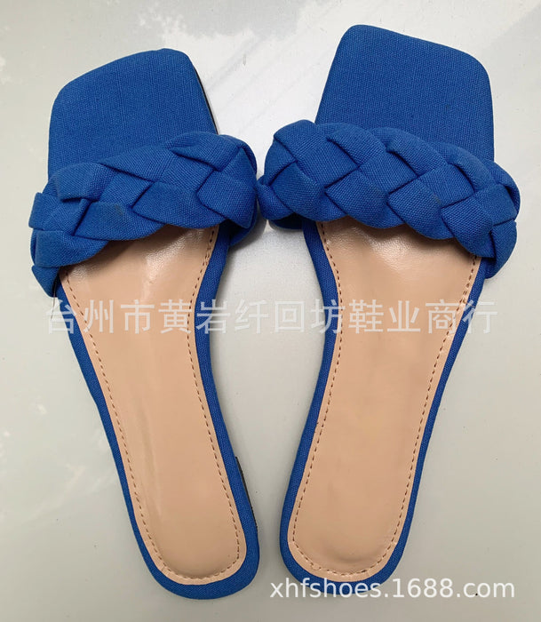 Wholesale Summer Plus Size Flat Twist Ladies Slippers JDC-SD-Qianh010