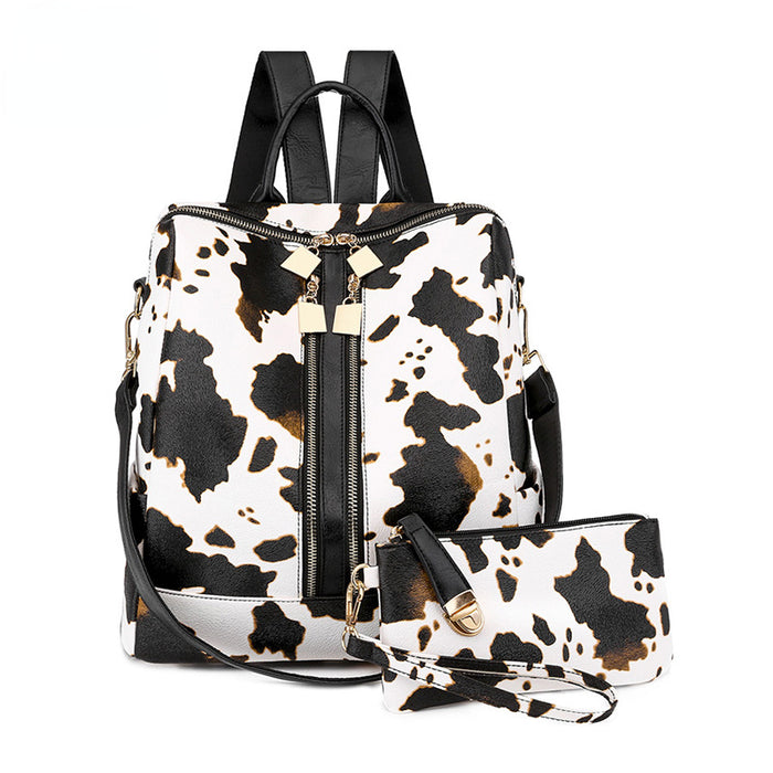 Wholesale Backpack PU Leopard Cow Pattern Bag JDC-BP-ZLD001