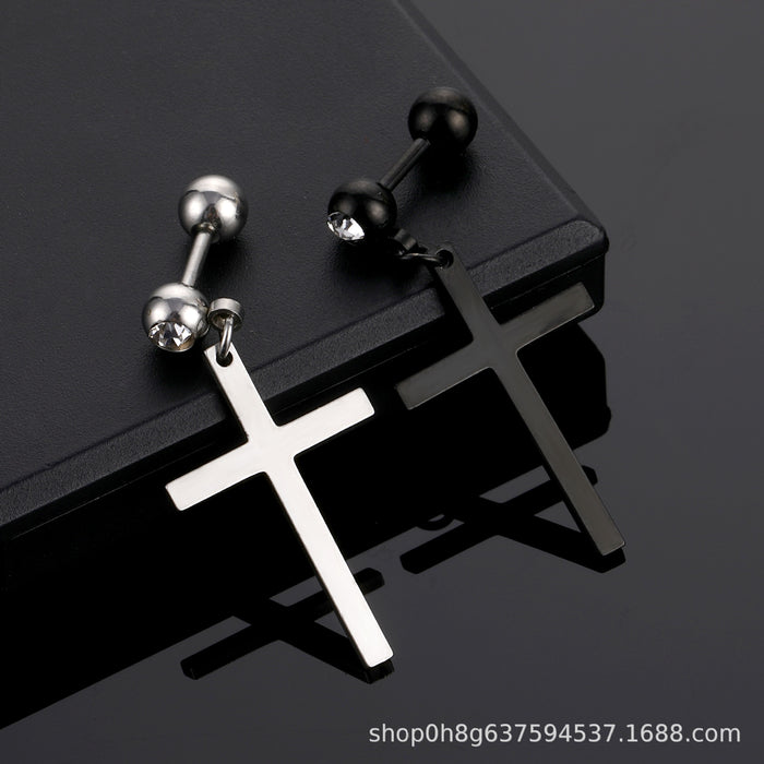 Wholesale Stainless Steel Cross Stud Earrings With DrillMOQ≥2 JDC-ES-qiany004
