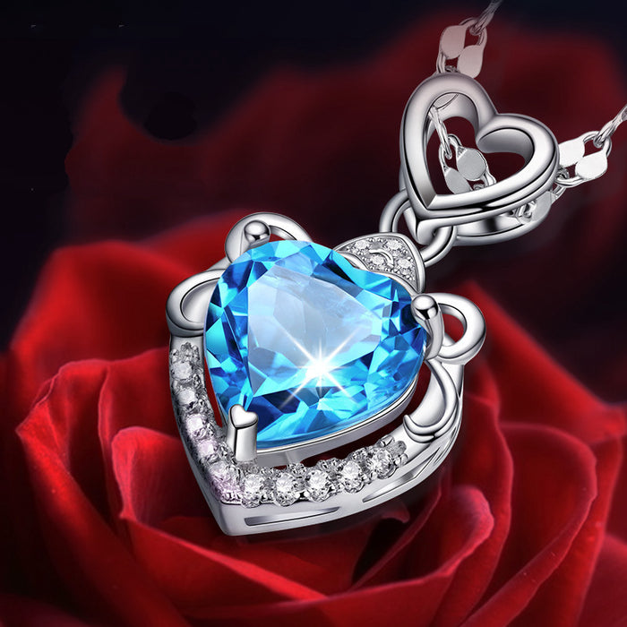 Wholesale Heart of the Ocean Sapphire Pendant Amethyst Necklace JDC-NE-DSL001