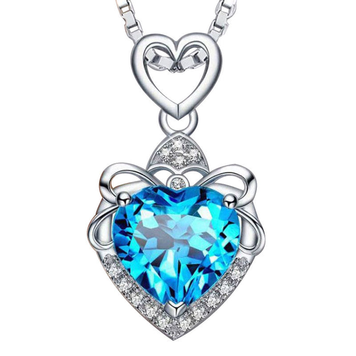 Wholesale Heart of the Ocean Sapphire Pendant Amethyst Necklace JDC-NE-DSL001