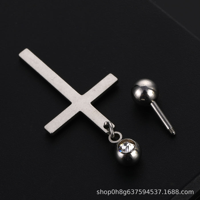 Wholesale Stainless Steel Cross Stud Earrings With DrillMOQ≥2 JDC-ES-qiany004