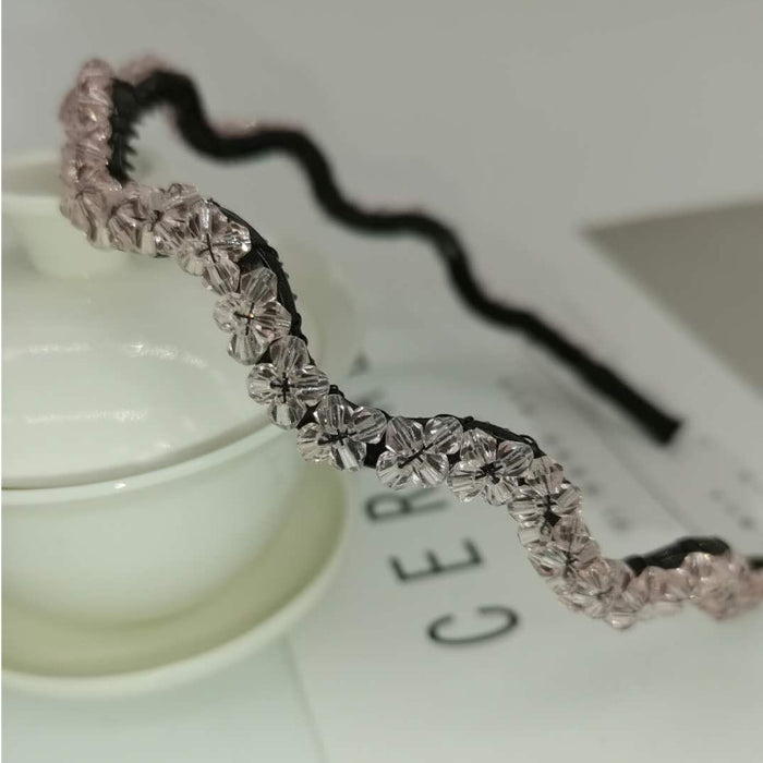 Wholesale Crystal Two Row Wave S Type With Teeth Hand Beaded Hairpin MOQ≥12 JDC-HD-BTang002