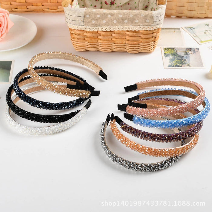 Wholesale Four Row Crystal Headband Hair Clips Wide Side Pressed Hair MOQ≥12 JDC-HD-BTang001