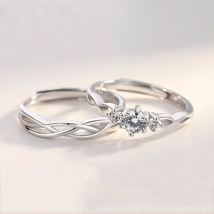 Jewelry WholesaleWholesale open diamond pair silver plated ring JDC-RS-BLX077 Rings 宝来兴 %variant_option1% %variant_option2% %variant_option3%  Factory Price JoyasDeChina Joyas De China