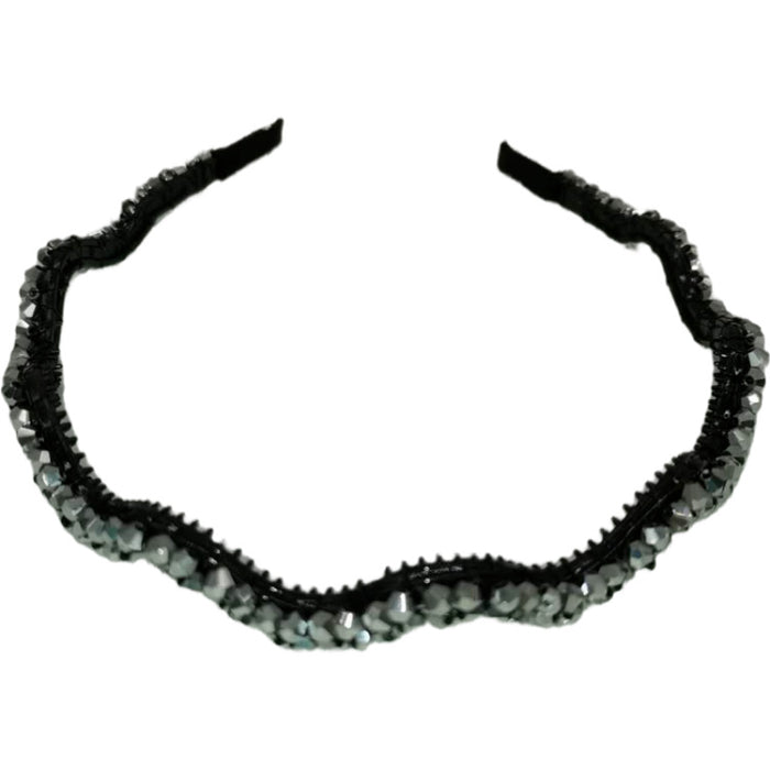 Crystal en gros Type d'onde à deux rangées avec dents en épingle à cheveux perlé JDC-HD-BTANG002