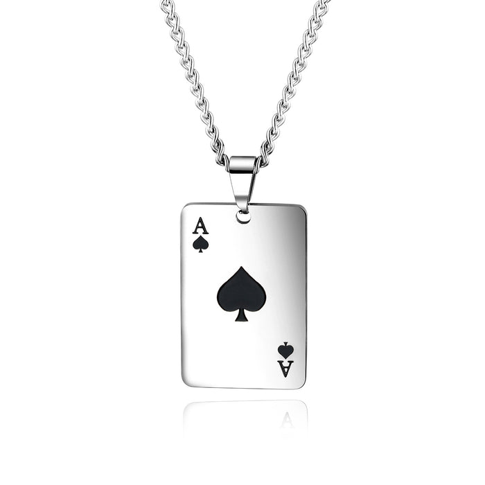Collar al por mayor Cartas de acero inoxidable Ace of Hearts and Spades Moq≥2 JDC-Ne-PermgeJ001