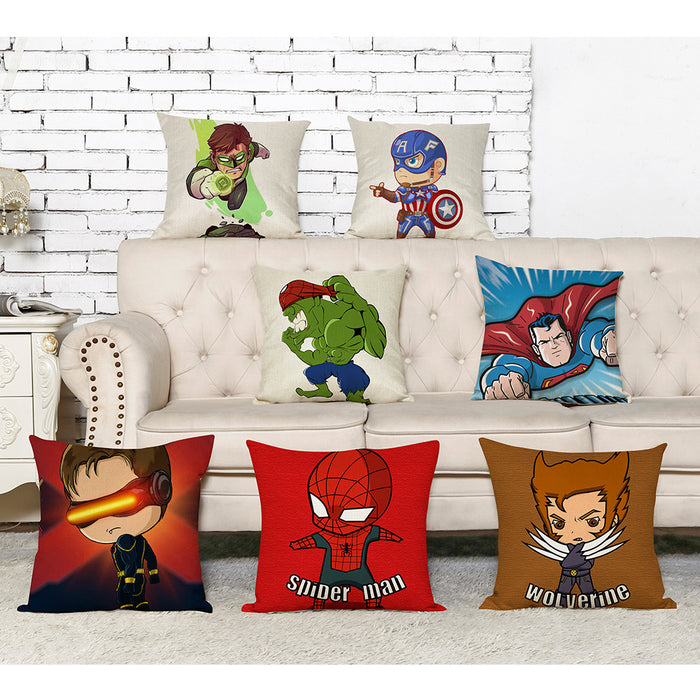 Wholesale Cartoon Hero Cotton Linen Pillowcase MOQ≥3 JDC-PW-Yuer005