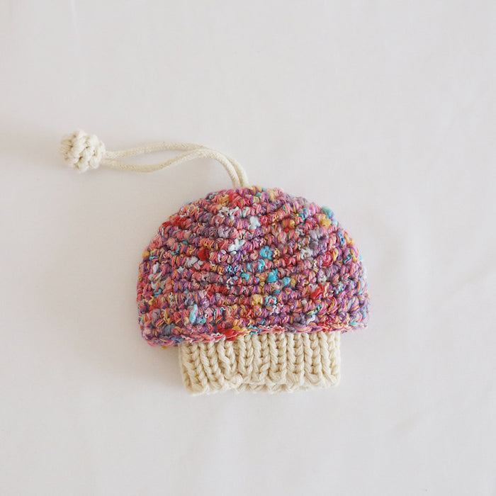 Wholesale handmade cartoon knitted key bag hand knitted small mushroom MOQ≥3 JDC-KC-BDXY004