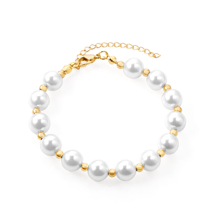 Wholesale Bracelet Stainless Steel Gold Steel Color Steel Balls With Round Pearls MOQ≥3 JDC-BT-AiS007