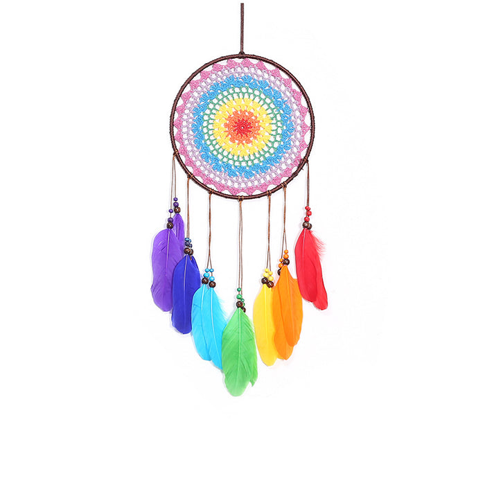 Wholesale Indian Style Dreamcatcher Colorful Feather Ornament MOQ≥2 JDC-DC-YXuan010