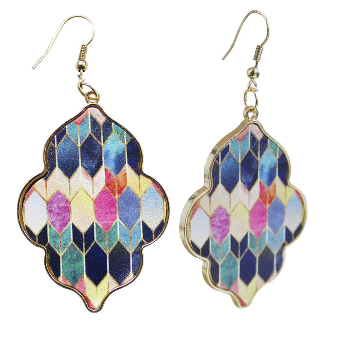Wholesale Earrings Leather Alloy Covered Floral Totem MOQ≥2 JDC-ES-TianPi025
