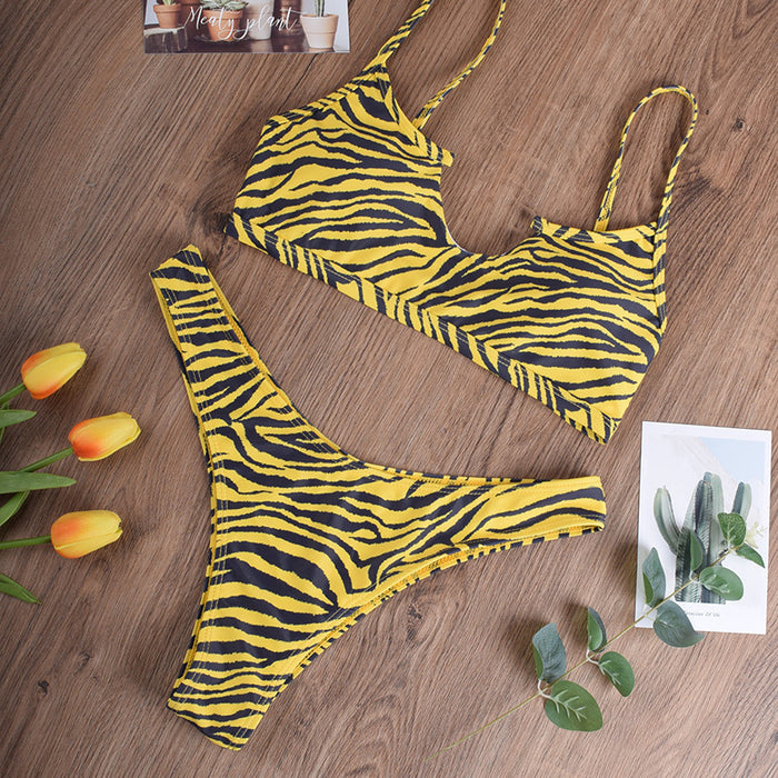 Wholesale sexy tube top tiger print ladies swimwear bikini JDC-SW-Xins004