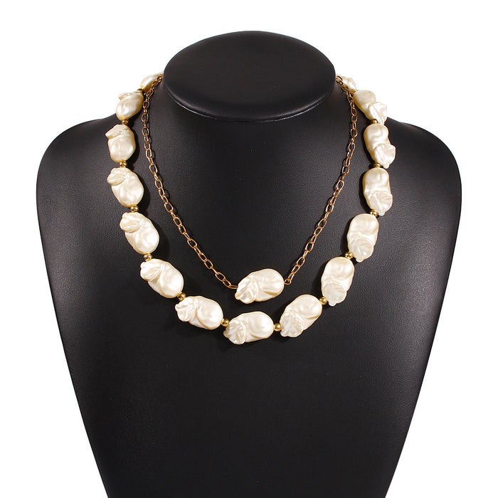 Wholesale Necklace Alloy Irregular Pearl Necklace JDC-NE-Qiandi008