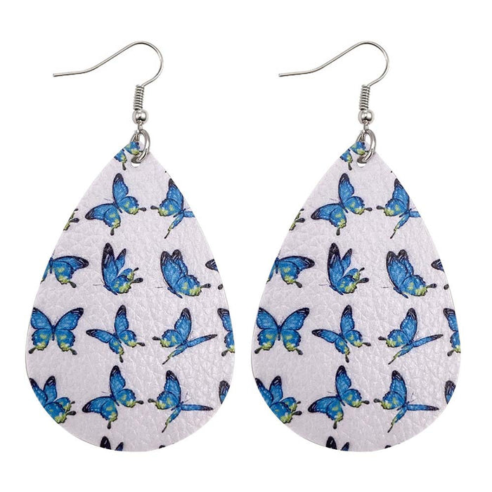 Jewelry WholesaleWholesale Butterfly Double Sided Printed PU Leather  earrings MOQ≥2 JDC-ES-Chengy009 Earrings Chengy %variant_option1% %variant_option2% %variant_option3%  Factory Price JoyasDeChina Joyas De China