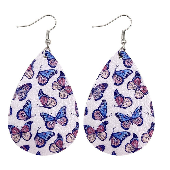 Jewelry WholesaleWholesale Butterfly Double Sided Printed PU Leather  earrings MOQ≥2 JDC-ES-Chengy009 Earrings Chengy %variant_option1% %variant_option2% %variant_option3%  Factory Price JoyasDeChina Joyas De China
