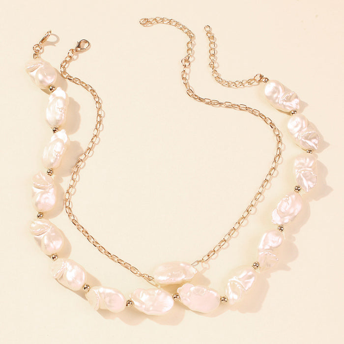 Wholesale Necklace Alloy Irregular Pearl Necklace JDC-NE-Qiandi008