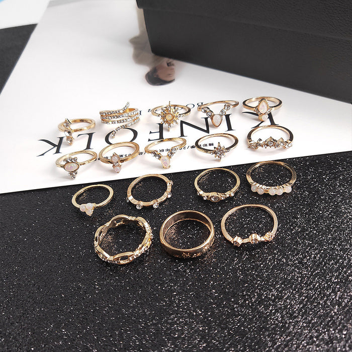 Wholesale Boho Diamond Alloy Ring Set JDC-RS-MYL005