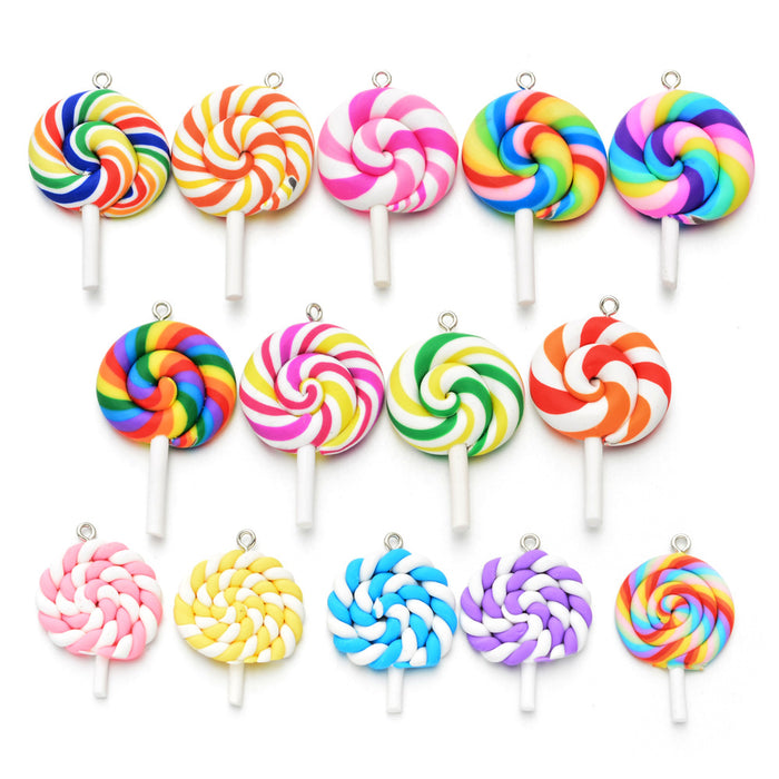 Color al por mayor Lollipop Handmade Diy Soft Simulation Simulation Candy Keychain 10 piezas JDC-Diy-Jingy001