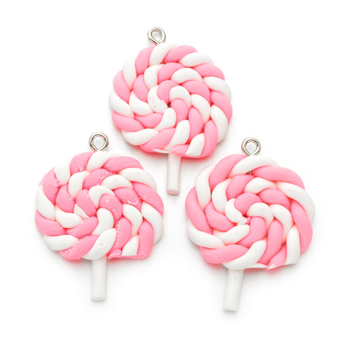 Wholesale color lollipop handmade diy soft clay simulation candy keychain 10 pieces JDC-DIY-Jingy001