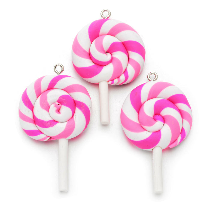 Wholesale color lollipop handmade diy soft clay simulation candy keychain 10 pieces JDC-DIY-Jingy001