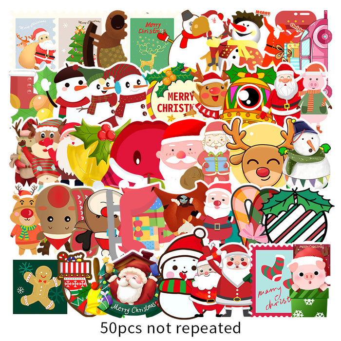 Wholesale Sticker PVC Waterproof Christmas Cartoon 50 Pieces MOQ≥3 JDC-ST-WanM003