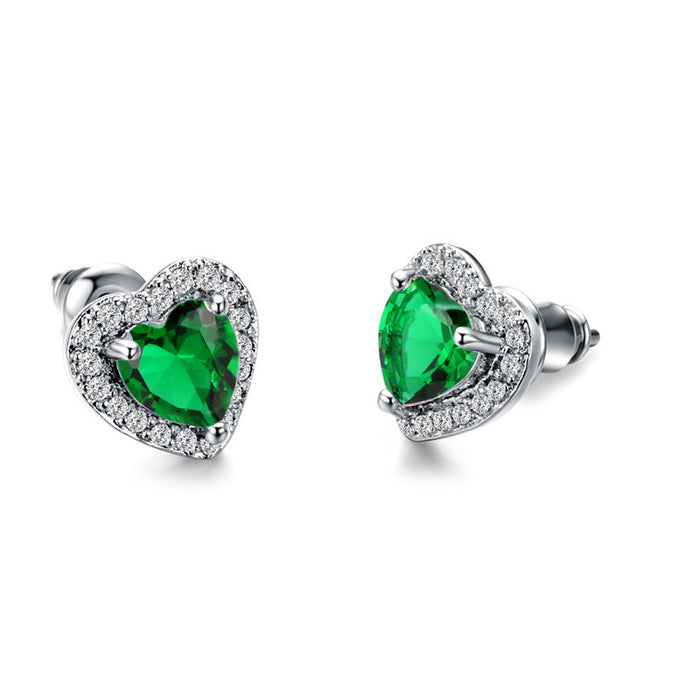 Wholesale heart-encrusted zircon stud earrings JDC-ES-Caos015