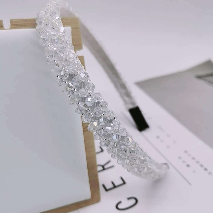 Wholesale Four Row Crystal Headband Hair Clips Wide Side Pressed Hair MOQ≥12 JDC-HD-BTang001
